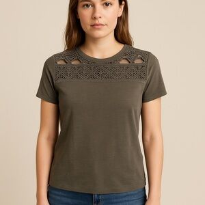 Soft & Sexy Green Lace Detail Tee